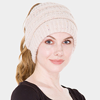 Knit Ponytail Beanie Hat