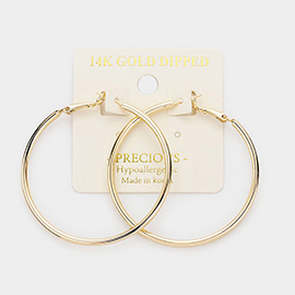 14K Gold Dipped 1.8 Inch Hypoallergenic Hoop Earrings