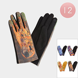 12Pairs - Painting Print Touch Smart Gloves