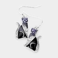 Enamel Cat Dangle Earrings