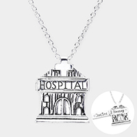 Antique Metal Hospital Pendant Necklace
