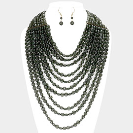 Multi Strand Faceted Beaded  Necklace