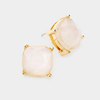 Mother of Pearl Square Stone Stud Earrings