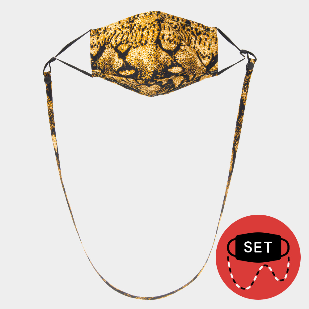 Snake Skin Print Fashion Mask / Lanyard Mask Chain Set