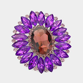 Marquise Crystal Statement Flower Pin Brooch