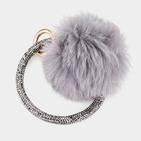 Pom Pom Rhinestone Pave Bangle Keychain / Bracelet