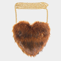 Faux Fur Heart Crossbody Bag