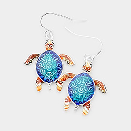 Enamel Turtle Dangle Earrings