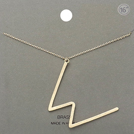 -w- Brass Monogram Metal Pendant Necklace