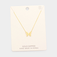 Gold Dipped Metal Butterfly Pendant Necklace