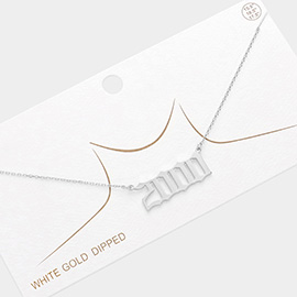 2000 White Gold Dipped Birth Year Pendant Necklace
