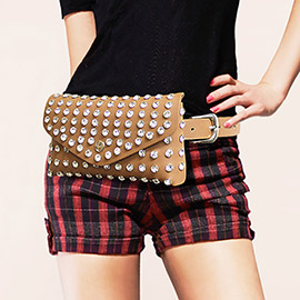 Studded Faux Leather Fanny Pack / Belt / Clutch Bag