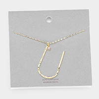 Brass -U- Monogram Metal Pendant Long Necklace