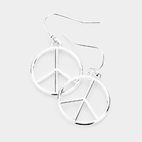 Metal Peace Symbol Dangle Earrings