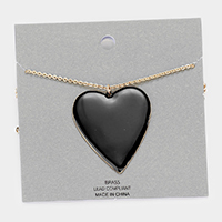 Brass Metal Enamel Heart Pendant Necklace