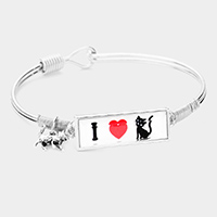 I Love Cat Charm Message Hook Bracelet