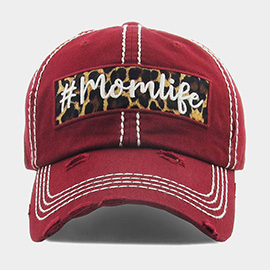 mom life Leopard Pattern Detail Vintage Baseball Cap