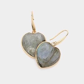 Natural Stone Heart Dangle Earrings