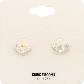 CZ Stone Paved Heart Stud Earrings