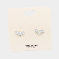 CZ Cubic Zirconia Heart Stud Earrings