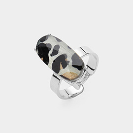 Leopard Pattern Oval Stone Adjustable Ring