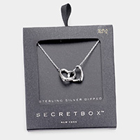 Secret Box _ Sterling Silver Dipped Double Metal Heart Link Pendant Necklace