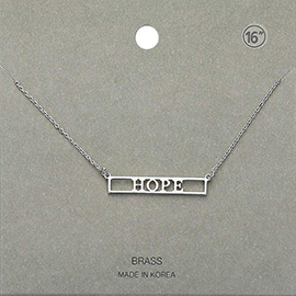 HOPE Brass Metal Pendant Necklace