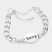 SEXY Metal Oval Message Charm Bracelet