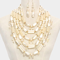 Abstract Pearl Bib Statement Necklace