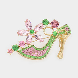 Stiletto Heel Marquise Stone Flower Pin Brooch