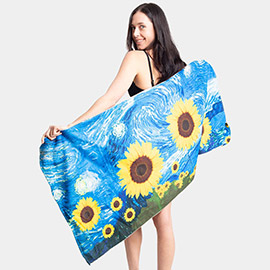 Sunflower Print Beach Towel and Tote Bag
