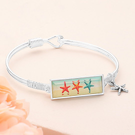 Starfish Print Metal Charm Message Hook Bracelet