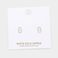-B- White Gold Dipped Metal Monogram Stud Earrings