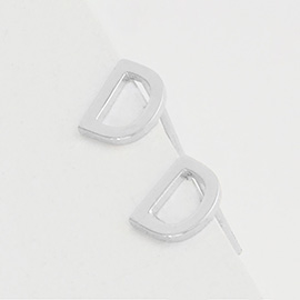 -D- White Gold Dipped Metal Monogram Stud Earrings