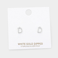 -D- White Gold Dipped Metal Monogram Stud Earrings