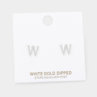 -W- White Gold Dipped Metal Monogram Stud Earrings