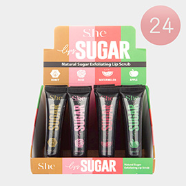 24PCS - Assorted Scent Natural Sugar Exfoliating Lip Scrubs