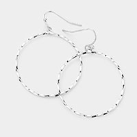 Brass Metal Open Circle Dangle Earrings