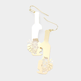 Brass Metal Grape Champagne Dangle Earrings