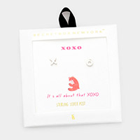 Secret Box _ Metal XO Message Stud Earrings