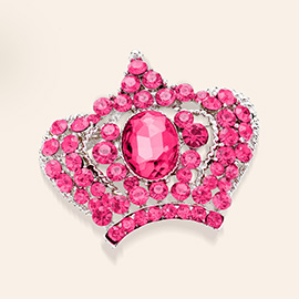 Stone Paved Crown Pin Brooch