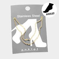 Stainless Steel Metal Chain Double Layered Anklet