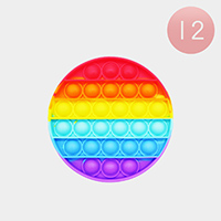 12PCS - Rainbow Round Push And Pop It Fidget Kids Toys