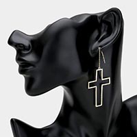 Brass Open Metal Cross Threader Earrings
