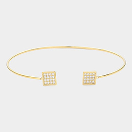 Brass Metal CZ Square Tip Cuff Bracelet