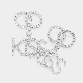 KISS Rhinestone Embellished Message Dangle Earrings