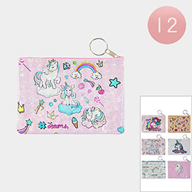 12PCS - Unicorn Print Mini Pouch Bags