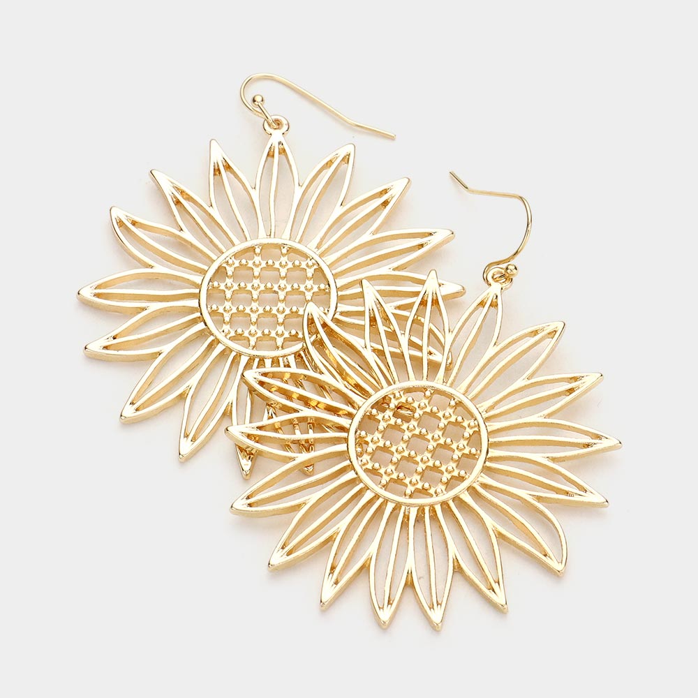 Metal Sunflower Dangle Earrings