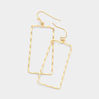 Brass Metal Open Rectangle Dangle Earrings