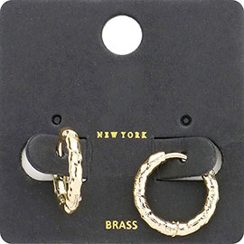 Brass Metal Hoop Huggie Earrings